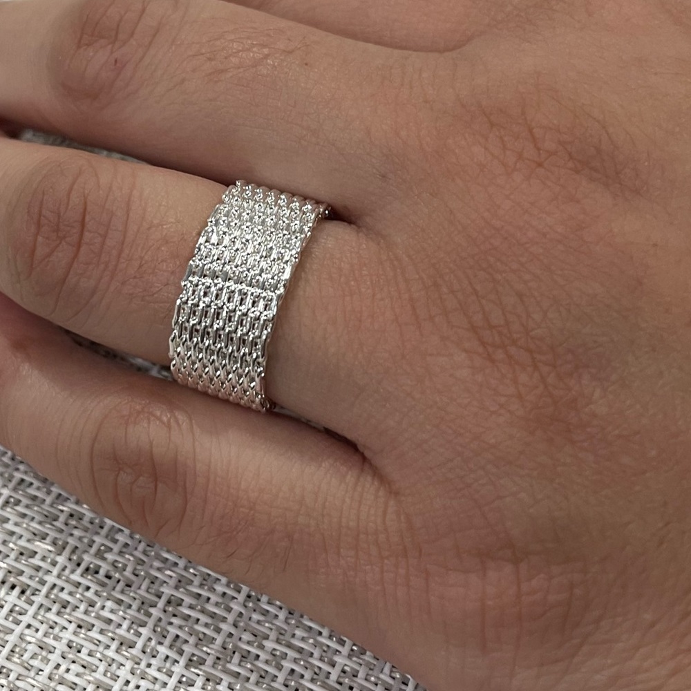 Sterling Silver Mesh Ring Size 8